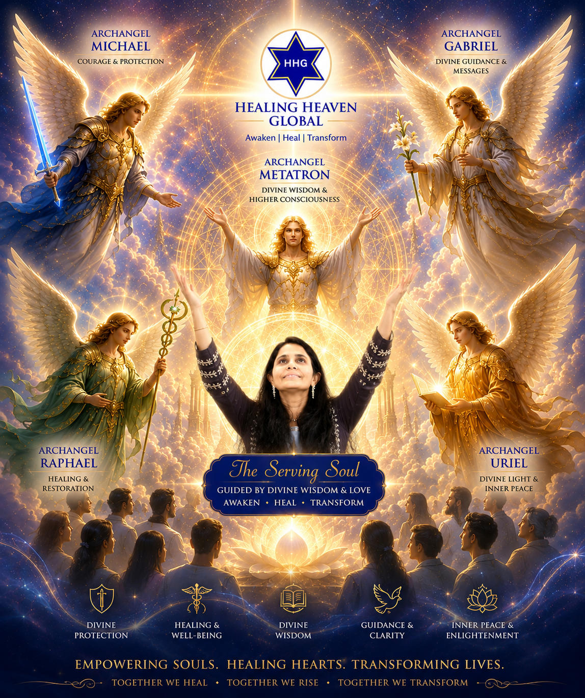 Mumtaz TheServingSoul with Archangels Michael, Gabriel, Raphael, Uriel and Metatron
